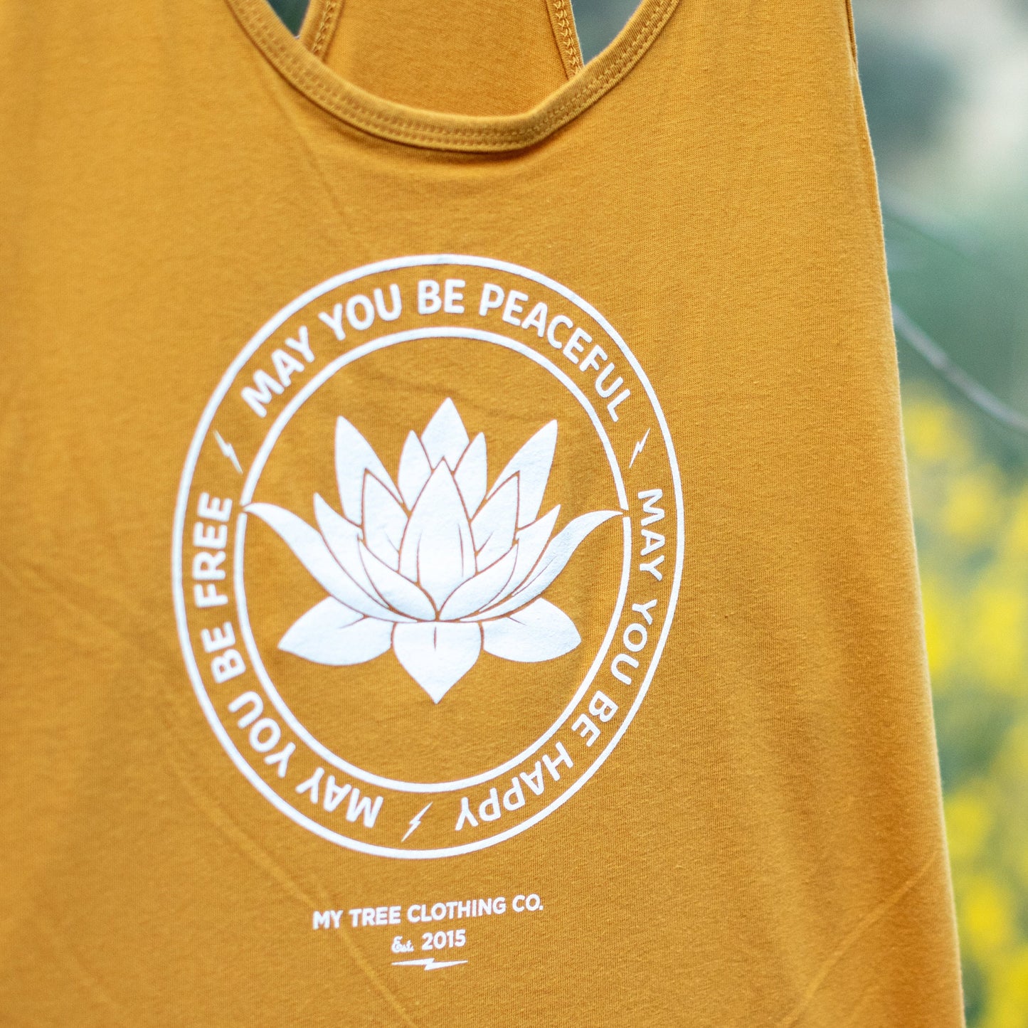 Buddhist T-Shirt-May You Be Peaceful-May You Be Happy-May You Be Free Racerback Lotus Tank Top | Yoga Clothing | Compassion Shirt | Mettā