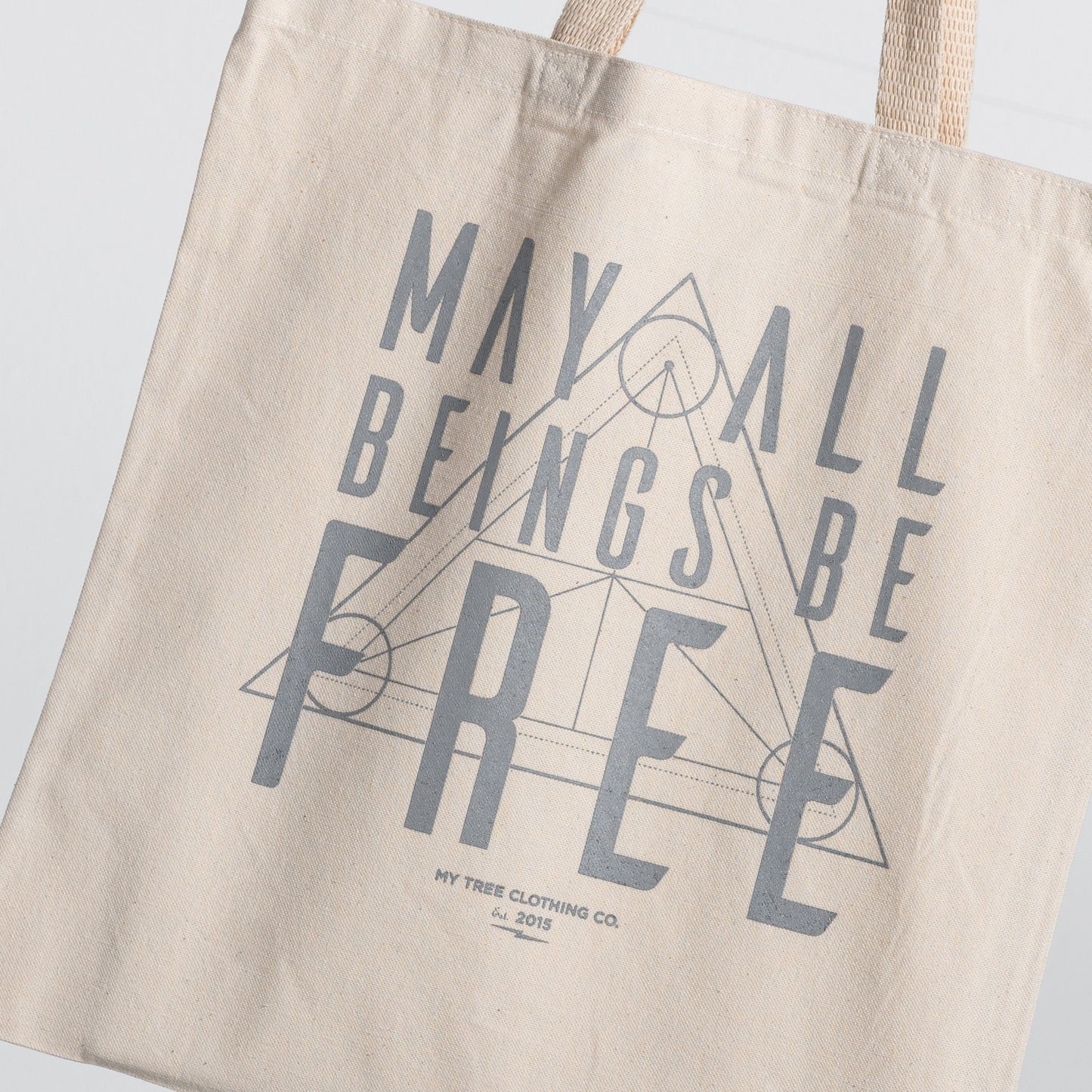 Buddhist Gift-May All Beings Be Free Sacred Geometry Canvas Reusable Bag | Human Rights | Buddhist Message | Mettā Meditation | Dharma
