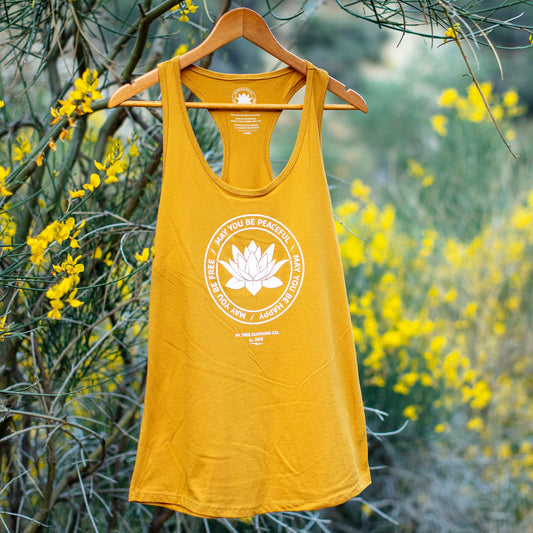 Buddhist T-Shirt-May You Be Peaceful-May You Be Happy-May You Be Free Racerback Lotus Tank Top | Yoga Clothing | Compassion Shirt | Mettā